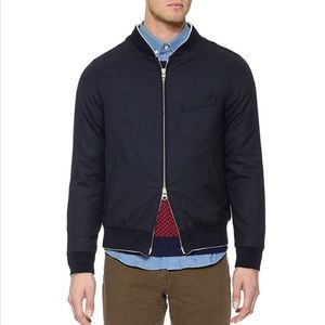 Gant Rugger Navy Blue Hopsack Wool Zip Up Bomber Jacket Size M.